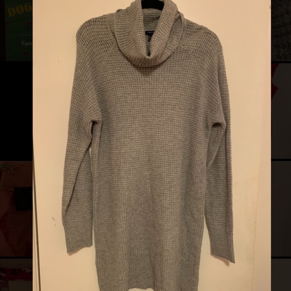Grey turtleneck sweater dress